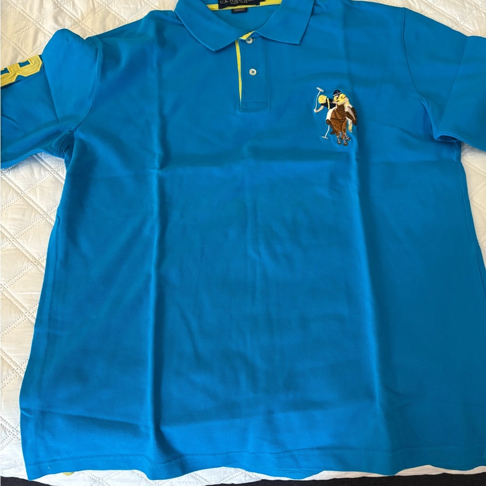 U.S. Polo Assn. Turquoise Polo with Yellow Trim